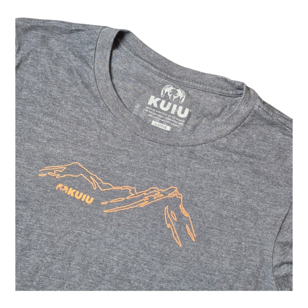 KUIU Women's Large Mountain Graphic T Shirt Gray Orange Hunting Outdoor Tee